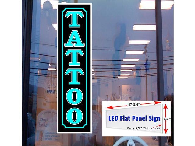 Tattoo LED Light box window sign vertical blue 48'x12'