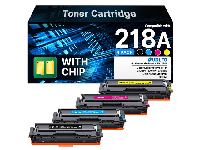 Compatible for HP 218A Work for HP 3301fdw 3301cdw 3301sdw 3201dw 4 Pack Compatible for HP 218A toner cartridges 4 pack work for HP color...