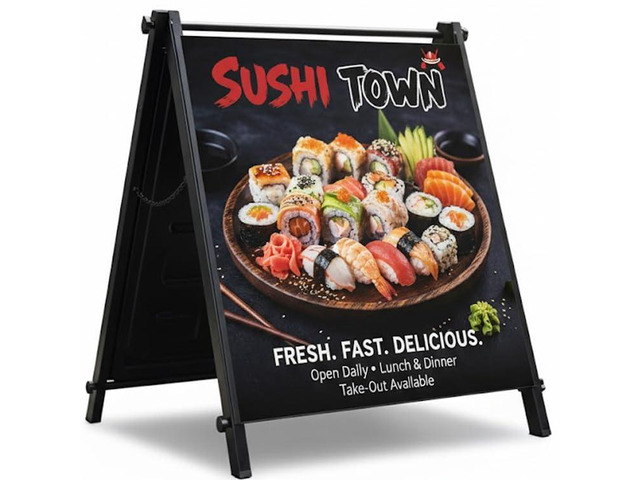 24'x24' Premium Heavy-Duty A-Frame Sign Stand Holds 2 Insert Boards + 1 Hanging Sign Weatherproof Sidewalk Sign Holder for Business, Real...