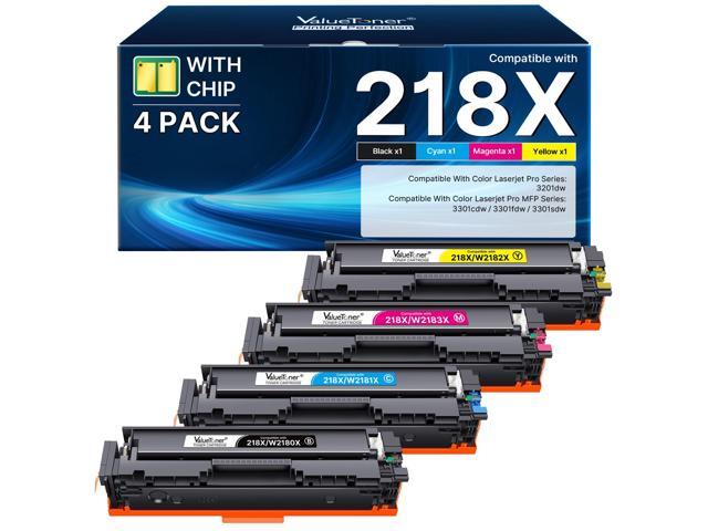 Compatible for HP 218X Work for HP 3301fdw 3301cdw 3301sdw 3201dw 4 Pack Compatible for HP 218X toner cartridges 4 pack work for HP color.
