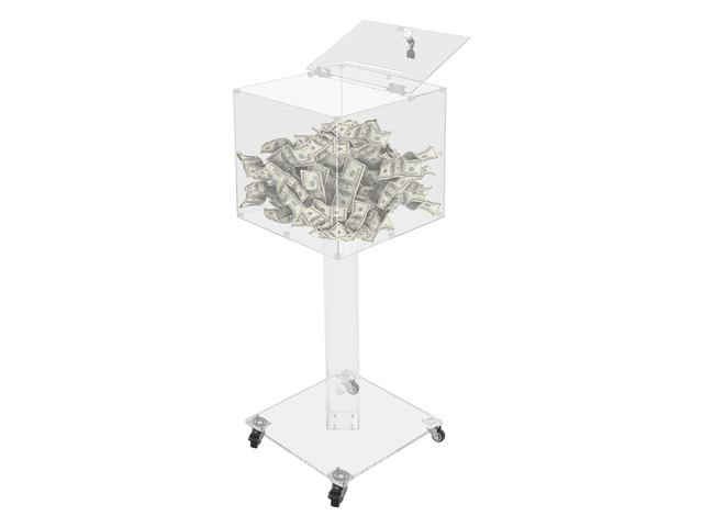 Acrylic Raffle Ticket Box with Stand, Suggestion Donation Box Ballot Boxes with Lock and Key & Wheels for Office Charity Church Collection...