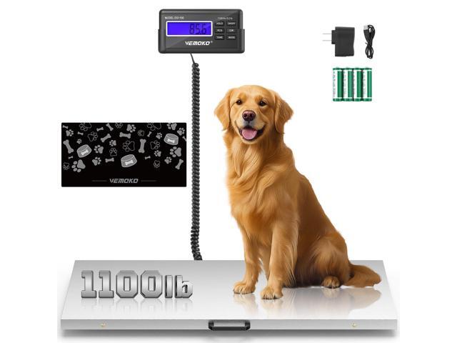 Precision Livestock Scale,1100lb×0.2lb Accurate Animal Weight Scale 40.7x20.9 Inch Smooth Stainless Steel Platform with Bonus Non-Slip Mat for.