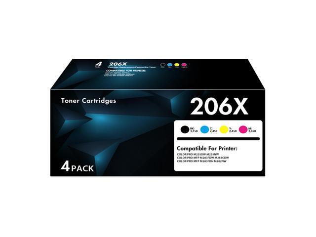206X High Yield Toner Cartridges 4 Pack Compatible for HP Pro MFP M283fdw Compatible for HP 206X 206A W2110X with Chip for Color LaserJet MFP.