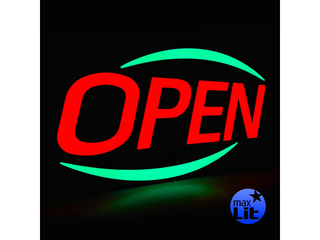 32'' X 17'' New Jumbo ULTRA BRIGHT LED Open Sign Remote Controlled Dynamic Light Modes Enhance Your Business Presence [Red/Green]