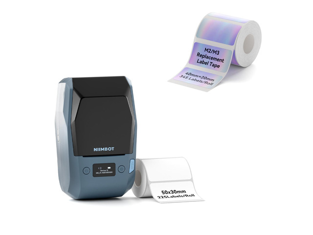 M2 Thermal Transfer 2Inch Bluetooth Label Maker with 40×20mm Hologram Label Tape for Office Small Business School Home Cable Storage, Compatible...