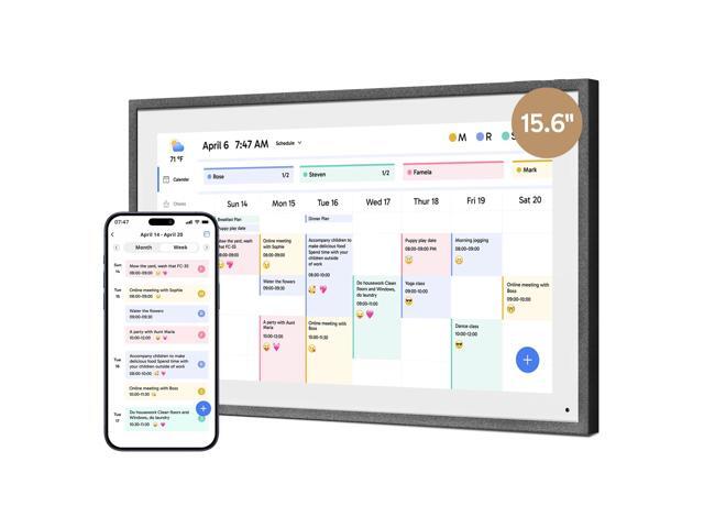 15.6' Digital Calendar Chore Chart 1080P Full HD Interactive Touchscreen, Smart Family Planner, Hearth Display Digital Calendar Wall & Desk...