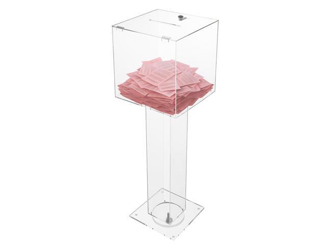 Clear Suggestion Box with Stand, Floor Standing Offering Box for Church, Sign Holder, Acrylic Donation Ballot Collection for Election Voting Contest