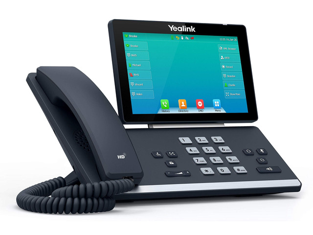 T57W IP Phone, 16 VoIP Accounts. 7-Inch Adjustable Color Touch Screen. USB 2.0, 802.11ac Wi-Fi, Dual-Port Gigabit Ethernet, 802.3af PoE, Power...