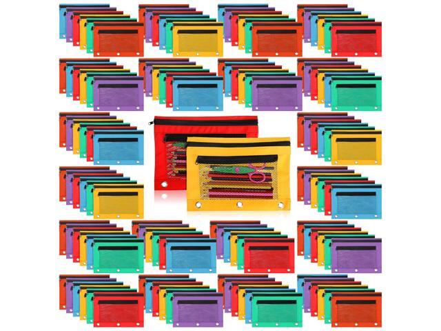 150 Pieces Zipper Binder Pencil Pouches 3 Ring Binder Zipper Pouches Case with Window Ring Pencil Bags Case or Office School Students Supplies(2...