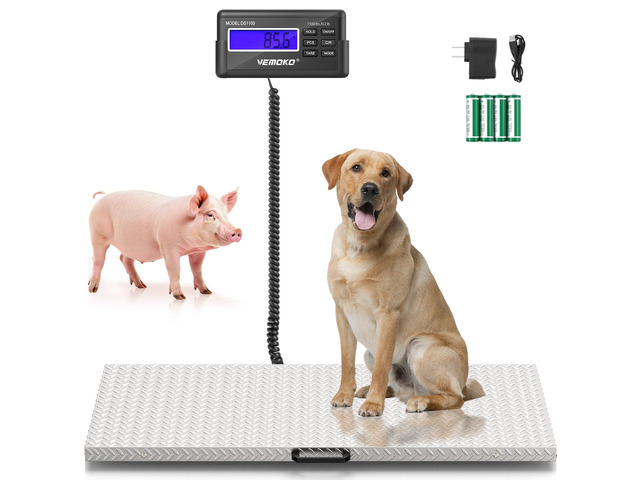 Precision Large Dog Scale 1100x0.2LB Large Breed Animal Weight Scale Livestock Scale Non-Slip Stainless Steel Platform for Animal 40.7x20.9 Inch...