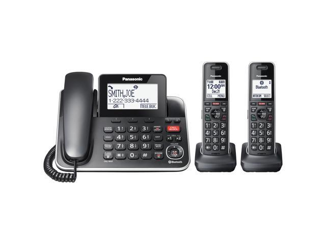 Link2Cell Expandable Phone with Digital Answering System & Smart Call Blocker, One Corded Base Unit and Two Cordless Handsets Black - KX-TGF882B