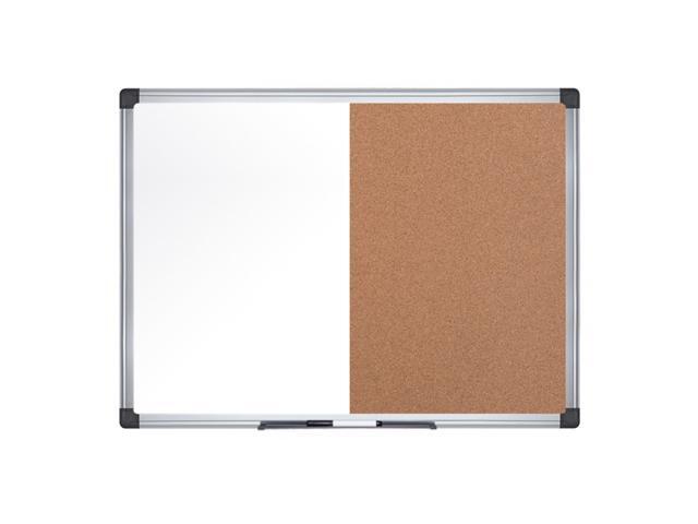 Maya Combination Board, Dry Erase / Cork Bulletin Board, 48' x 72', Whiteboard / Cork Board with Aluminum Frame