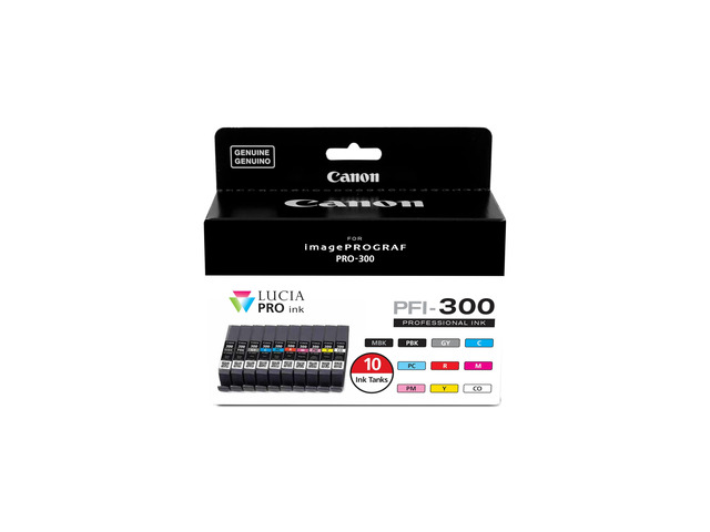 PFI-300 Lucia PRO Ink, 10 Ink Tanks, Compatible to imagePROGRAF PRO-300 Printer, Multi, Standard (4192C007)
