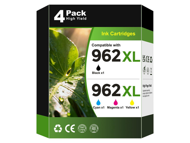 962XL Ink Cartridge 962 XL 9015e 9010e 9015 9010 Ink Remanufactured for HP 962XL Ink Cartridges Combo Pack Works for HP Office Jet Pro 9015e 9010...
