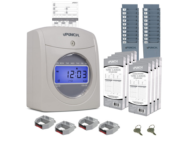 HN4540 Comprehensive Small Business Start-Up Kit: AutoAlign Calculating Time Clock System with 400 Time Cards, Ribbons, and Racks