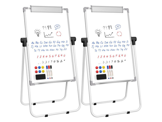 Easel Whiteboard with Stand, 36' x 24' Double-Sided Dry Erase Board Flip Chart, Height Adjustable,Foldable, Portable for Home Office Classroom...