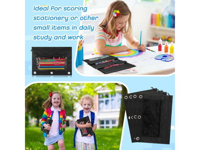 150 Pieces Zipper Binder Pencil Pouches 3 Ring Binder Zipper Pouches Case with Window Ring Pencil Bags Case or Office School Students Supplies(2...
