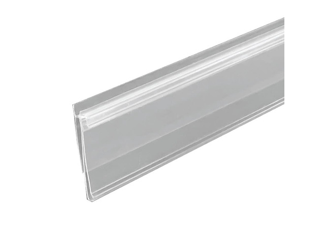 Gondola Shelf Strip with Shelf Talker Gripper (50 Pack), 48 Long by 1.25 High Clear PVC Label Holder, Snap In Design for Retail Gondolas with Tag...