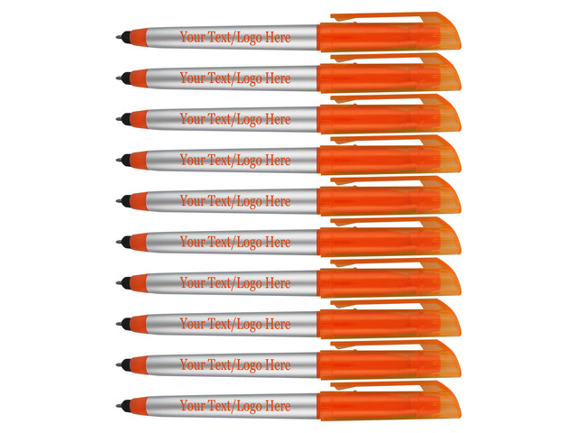 Personalized Pens with Highlighter and Stylus -250 Pack Bulk-Free Imprint - 3 In Highlighter, Ballpoint Pen, and Stylus Combo- add Custom Business...