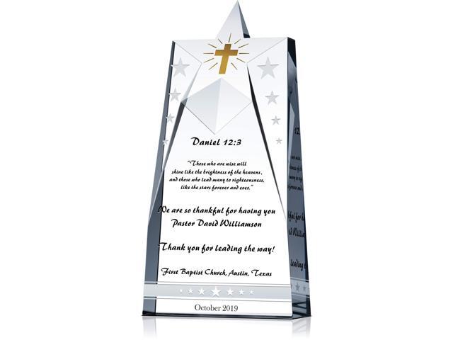 Personalized Crystal Shinning Star Pastor Appreciation Gift Plaque, Customized with Pastor & Church Name, Unique Gift for Pastor/Clergy.