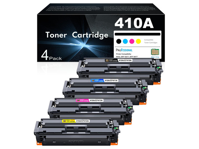 410A Toner Cartridges 4 Pack High Yield Replacement for HP 410A 410X to Use with HP Color Pro MFP M477fnw M477fdw M477fdn M452dn M452dw M452nw...