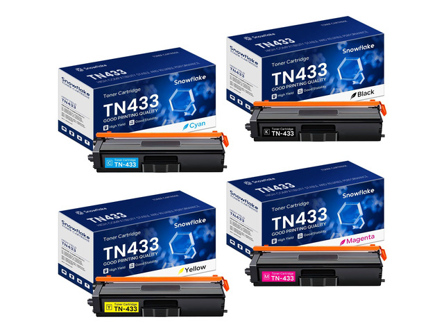 TN433 TN-433 Toner Cartridge Set 4 Pack Compatible TN433BK TN433C TN433M TN433Y Replacement for Brother TN433 TN-433 TN 433 MFC-L8900CDW...