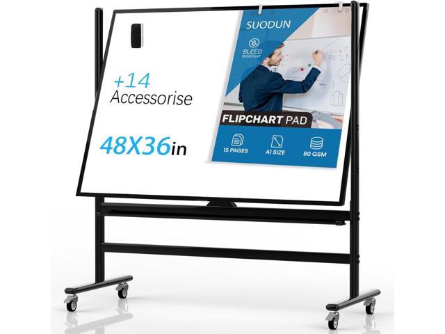 Rolling Whiteboard 48x36, Double Sided Dry Erase Board with Stand, Magnetic Mobile White Board with Wheels for Office & Classroom and Home