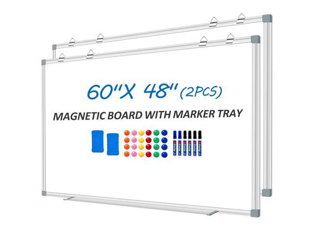 Magnetic White Board Dry Erase Whiteboard for Wall 60'x48' (2pcs) Aluminum Frame Hanging White Boards for Presentation, Teaching, Memo, Display