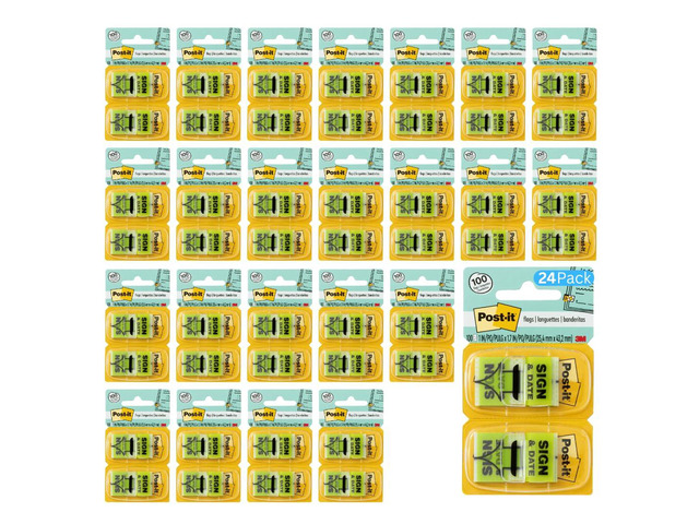 Flags 680-SD2, 1 in Wide, Green, Sign & Date Flags - 24 Pack