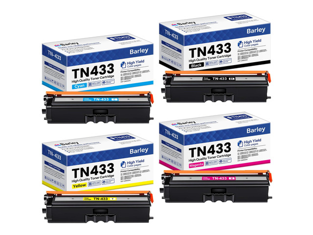 TN433 TN-433 Toner Cartridge 4-Pack High Yield Compatible TN433BK TN433C TN433M TN433Y Replacement for Brother TN433 TN-433 433 MFC-L8900CDW...
