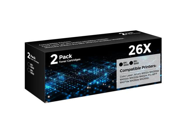 26X Black Toner Cartridge Compatible for HP Printer 26X CF226X 26A CF226A Laser Jet Toner Cartridge with M402n M426fdw Toner Cartridges (2-Pack,...