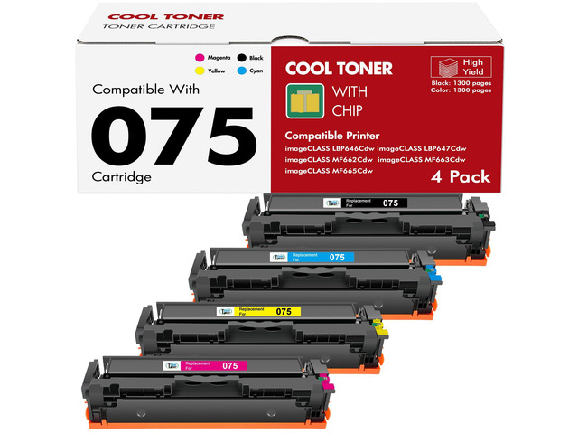 075 Toner Cartridge Set 075H for Canon 075 MF663Cdw MF665Cdw LBP646Cdw Compatible for Canon Color ImageCLASS MF663Cdw MF665Cdw LBP646Cdw MF662CDW...