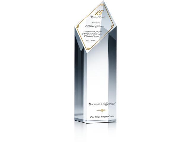 Personalized Crystal Diamond Length of Service Award Plaque for Man or Woman, Customized with Employee & Company Name, Years of Service, Unique.