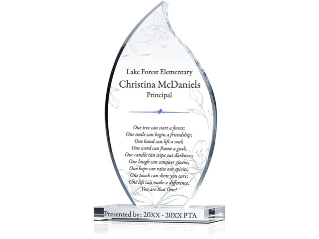 Personalized Crystal Flame Teacher Appreciation Gift Plaque Custom Engraved Thank You Award for Teacher, Principal, Coach from PTA, Class or...