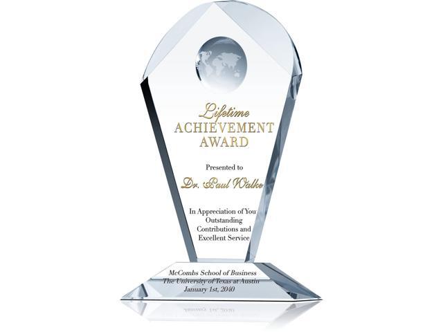Custom Engrave Crystal Achievement Award, Personalized with Recipient name and Award Message, Unique Crystal Corporate recognition award trophy (L...