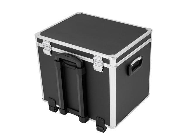 Locking Mobile File Box Letter/Legal Size File Chest, File Box with Lock Sturdy Wheels and Telescoping Handle, Portable Home Office Filing Cabinet.