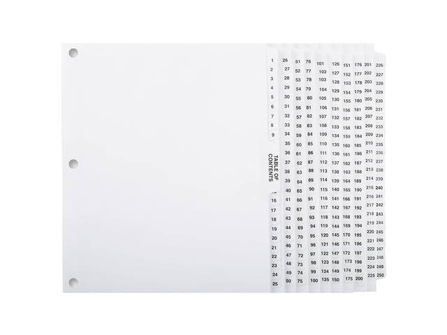 Numbered Dividers 1-500 Punched - AVE Style Bold Tabs - Side Collated Exhibit Tabs - Made in The USA Letter Size - 1-500 - Sets