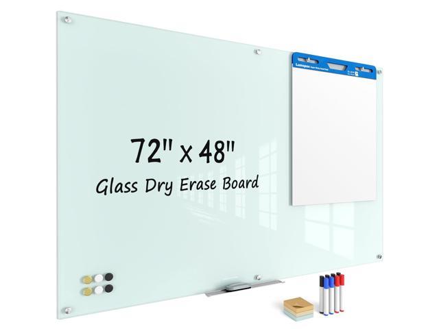 Large Glass Whiteboard, Enhanced Magnetism Glass Dry Erase Board for Wall, 72' x 48' Magnetic Tempered Glass Board, 6' x 4' Big White Board for...