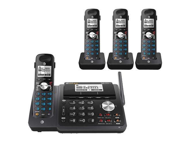 TL88102BK DECT 6.0 2-Line Expandable Cordless Phone with Answering System and Dual Caller ID/Call Waiting, 3 Handsets, Black