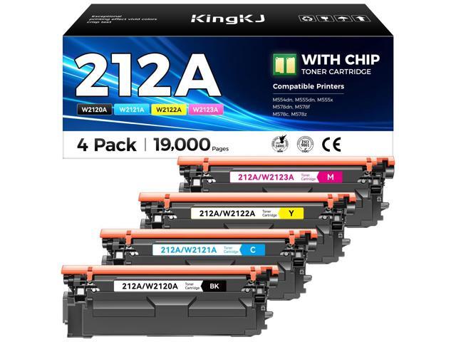 212A Toner Cartridges 4-Pack with Chip Compatible for HP 212A W2120A 212X W2120X Color Laserjet Enterprise MFP M578c M578z M554dn M555dn M555x...