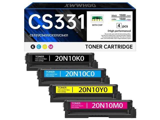 CS331 CX331 Toner Cartridge 4-Pack Replacement for 20N10K0, 20N10C0, 20N10M0, 20N10Y0 Compatible with Lexmark CS331, CS431, CX331, CX431...