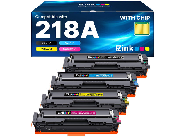 Compatible HP 218A Toner Cartridges 4 Pack with Chip for HP 218A Toner HP 218 218X for HP Color LaserJet pro MFP 3301fdw Toner 3301cdw 3201dw...