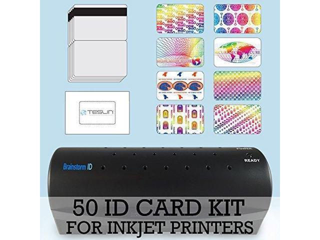 50 ID Card Kit - Laminator, Inkjet Teslin, Butterfly Pouches, and Holograms - Make PVC Like ID Cards