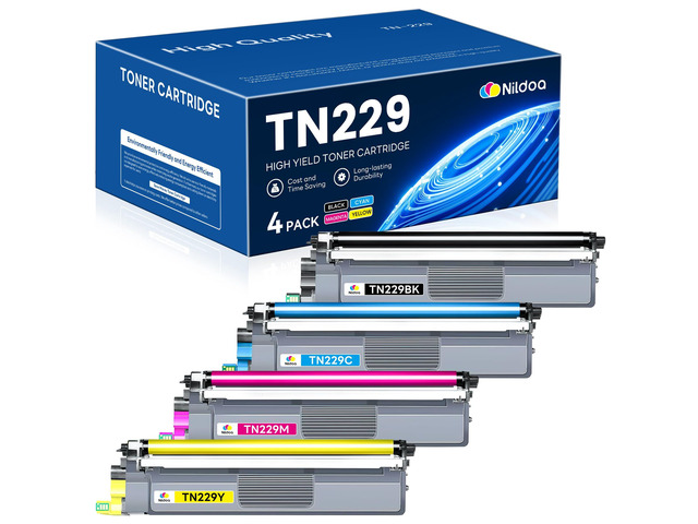 TN229 Toner Cartridges 4 Pack Replacement for Brother TN229BK/C/M/Y TN-229 MFC-L3720CDW MFC-L3780CDW HL-L3280CDW Printer Ink Cartridge(TN2294PK...