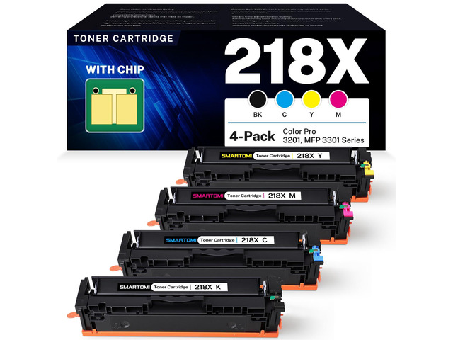 218X Toner Cartridges 4-Pack High Yield (with Chip) Compatible Replacement for HP Color Pro MFP 3301SDW 3301CDW 3301FDW 3201DW Printer 3301 3201...