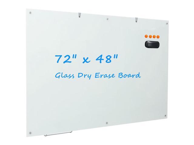 Glass Whiteboard 6'x 4', Magnetic Dry Erase Board, Large Framless Glass White Board for Wall Office School Home