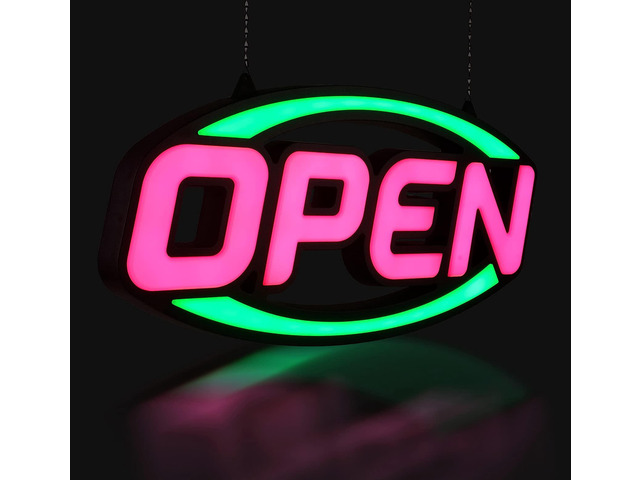32' X 16' Open Sign - Ultra Bright Extra Jumbo LED Large Open Sign - Remote Controlled - Get Your Business Seen Day or Night (Pink/Green)