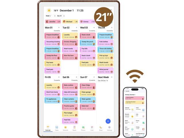 Digital Calendar 21 inch, Electronic Calendar Wall Touch Screen, Smart Family/Home Gift for Schedule Reminders, Task Rewards, Chort Chart and...