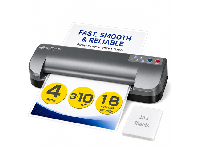 13-Inch Thermal Laminator & Foil Applicator, 310 Mil, 4-Roller, 55s Warm-Up, 18 seconds/page, Auto Shutoff, Commercial-Grade Laminating Machine...