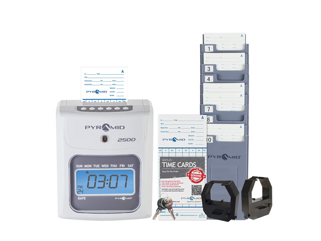 2500 Auto-Aligning Time Clock Bundle [2500K1] Employee Time Clock, for Small Business, System With 100 Time Cards, 2 Ribbon Cartridges, 10-Slot...